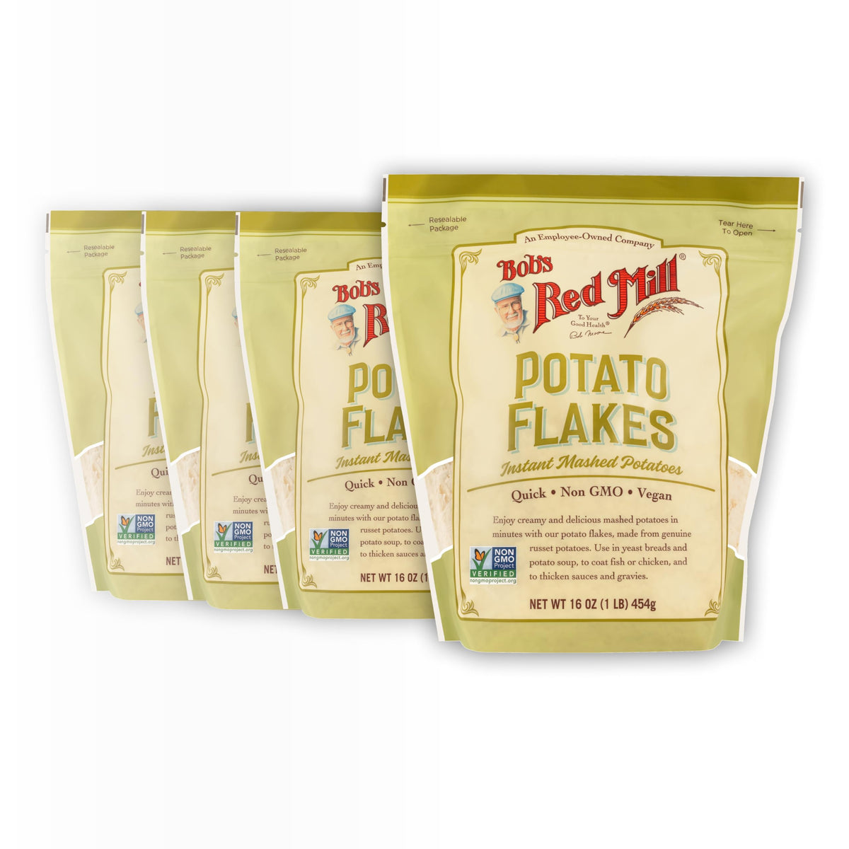 Bob's Red Mill Potato Flakes 16 oz Pack of 4 Non-GMO Vegan Kosher