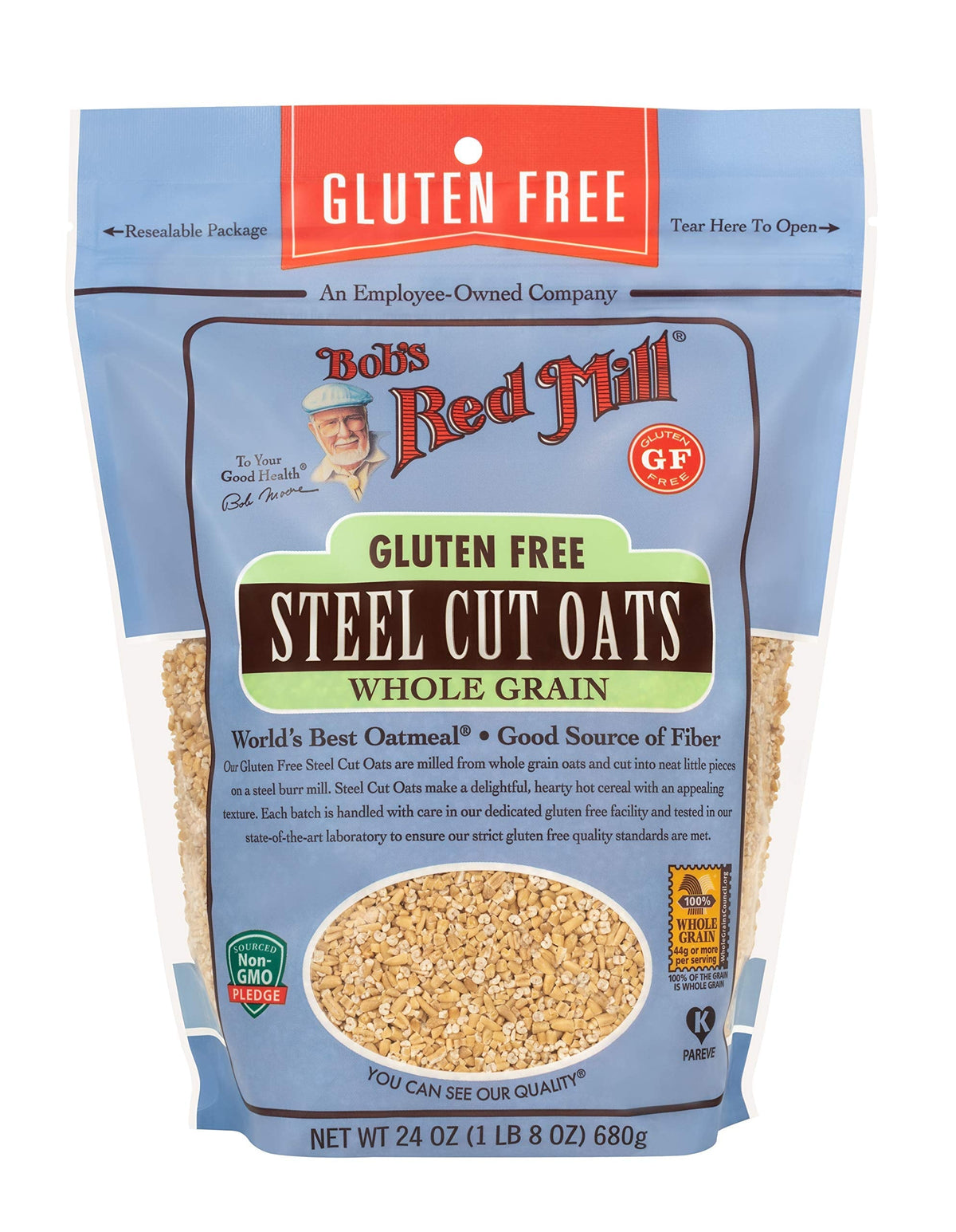 Bob's Red Mill Gluten Free Steel Cut Oats – 24oz Pack of 4 | Whole Grain, Non-GMO, Vegan, Kosher