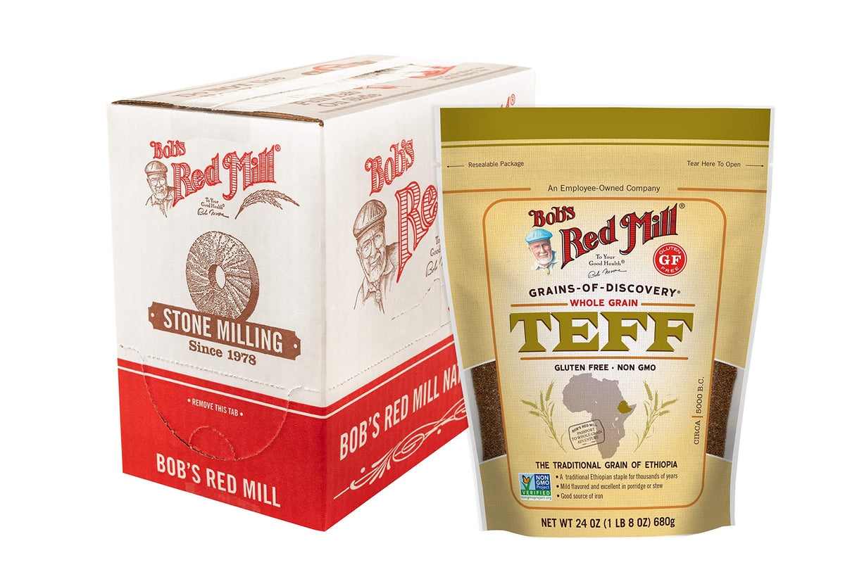 Bob's Red Mill Whole Grain Teff, 24oz (Pack of 4) – Non-GMO, Vegan, Kosher