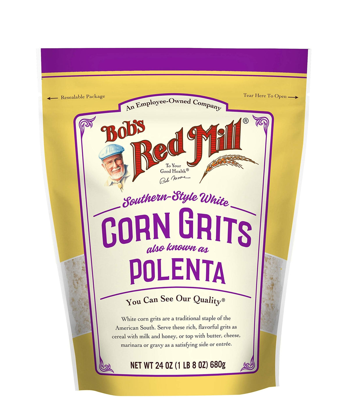 Bob's Red Mill White Corn Grits – Creamy, Quick-Cooking Vegan Kosher (Pack of 4)