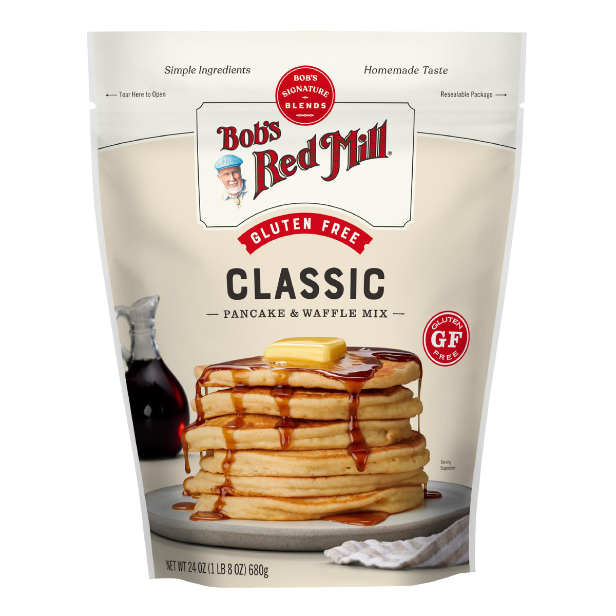 Bob's Red Mill Gluten Free Pancake Mix – 24oz x4, Whole Grain, Non-GMO, Kosher