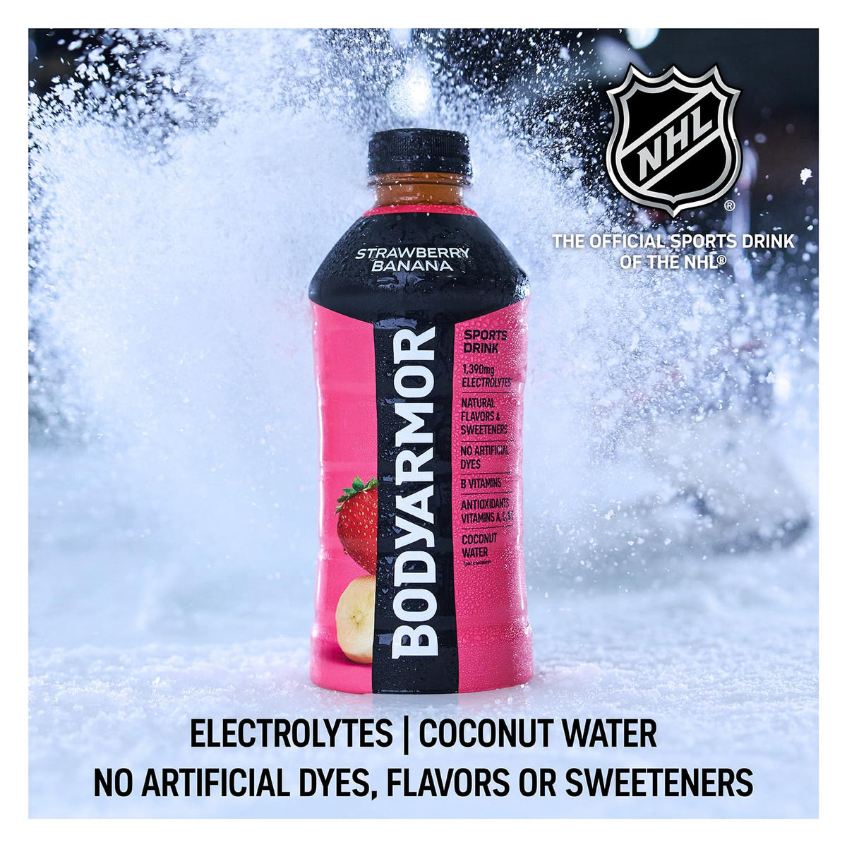 BODYARMOR Strawberry Banana Sports Drink — Coconut Water Hydration (28oz, 15 Pack)