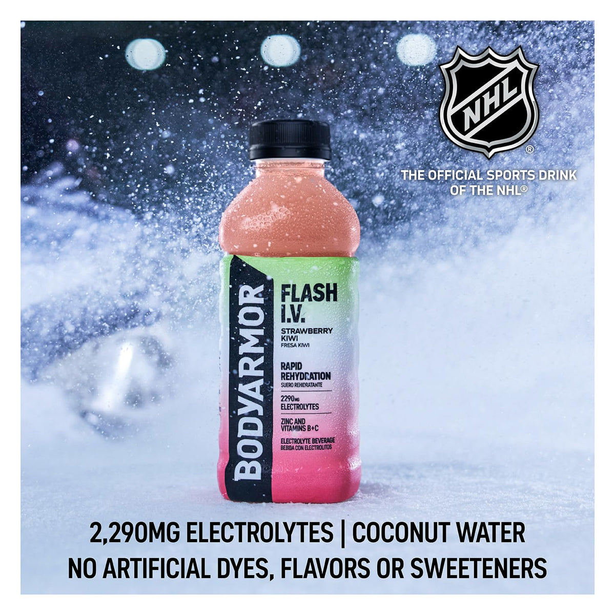 BODYARMOR Flash I.V. Zero Sugar + Caffeine — Pineapple Passionfruit Hydration Drink, 20 Fl Oz (Pack of 12)