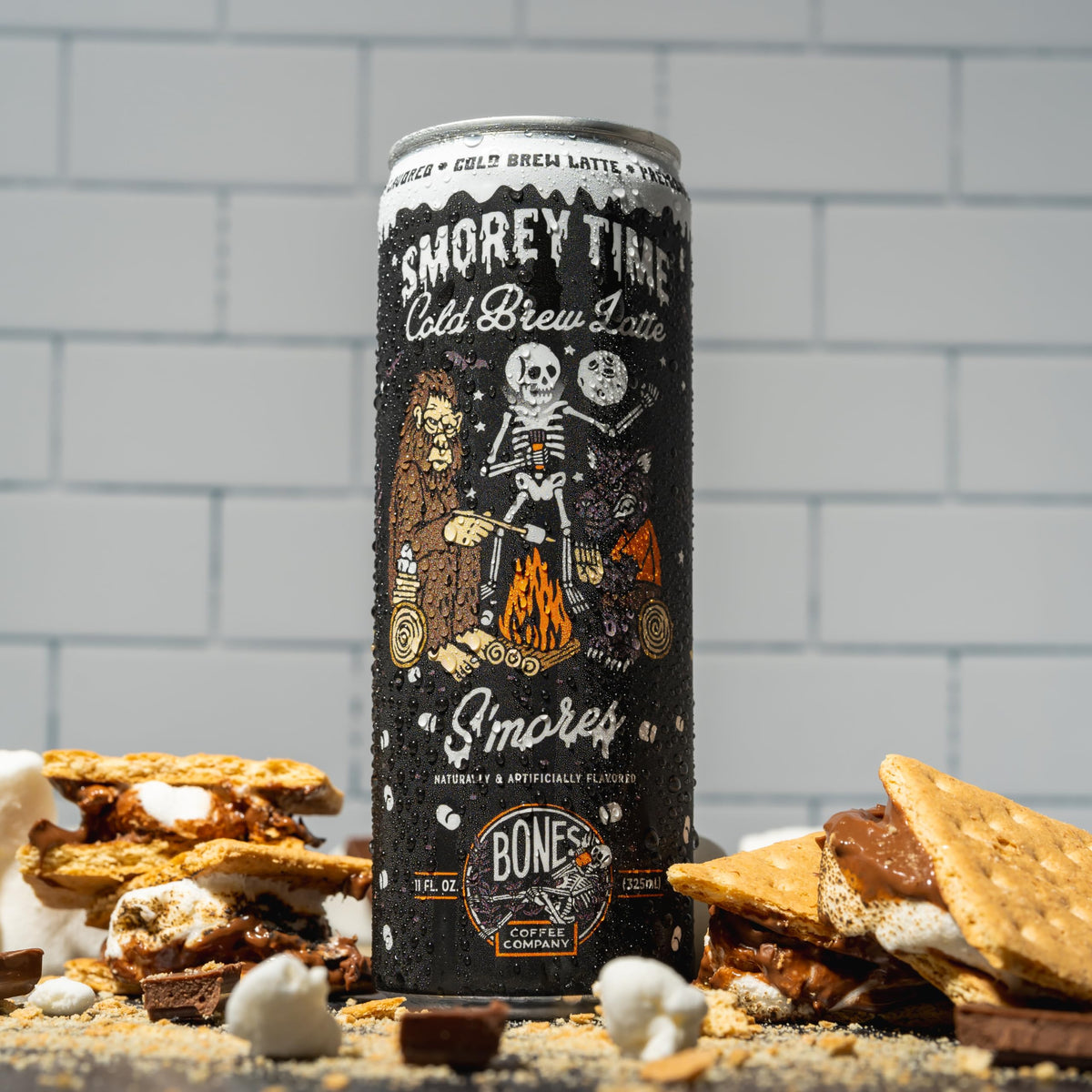 Bones Coffee S'mores Iced Coffee Latte – 11 oz Cans (12-Pack)