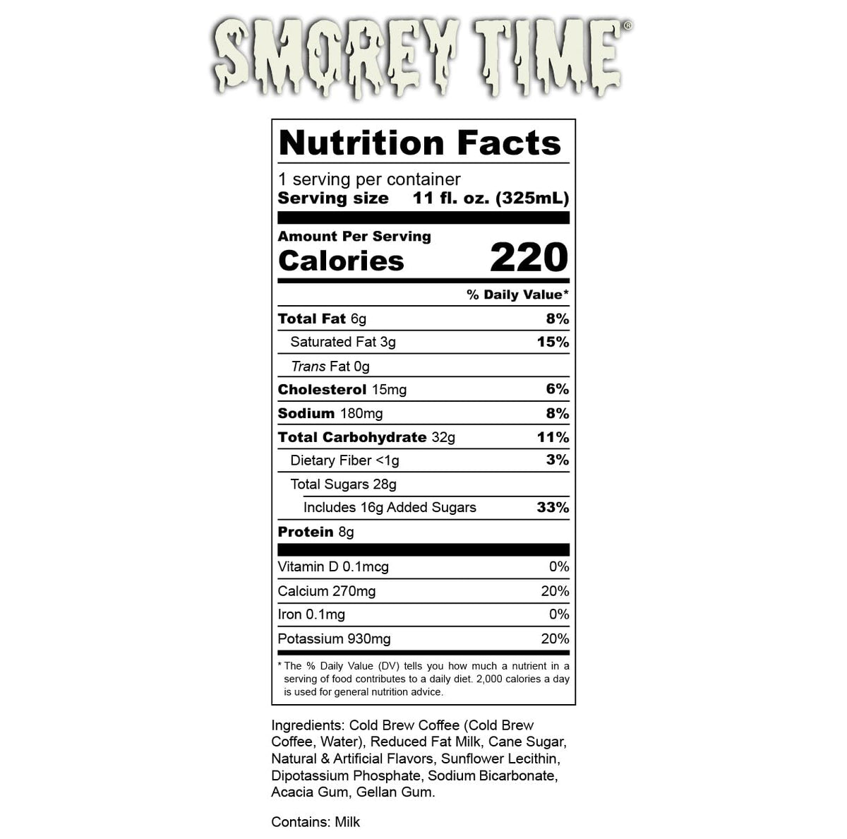 Bones Coffee S'mores Iced Coffee Latte – 11 oz Cans (12-Pack)