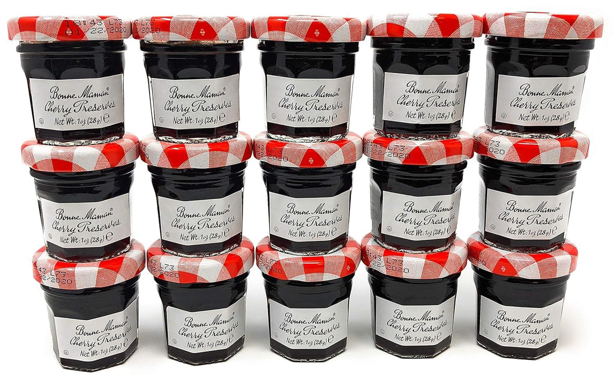 Bonne Maman Cherry Preserves (1 oz Jars, Pack of 15) – Real Fruit, Non-GMO, Gluten-Free, Kosher