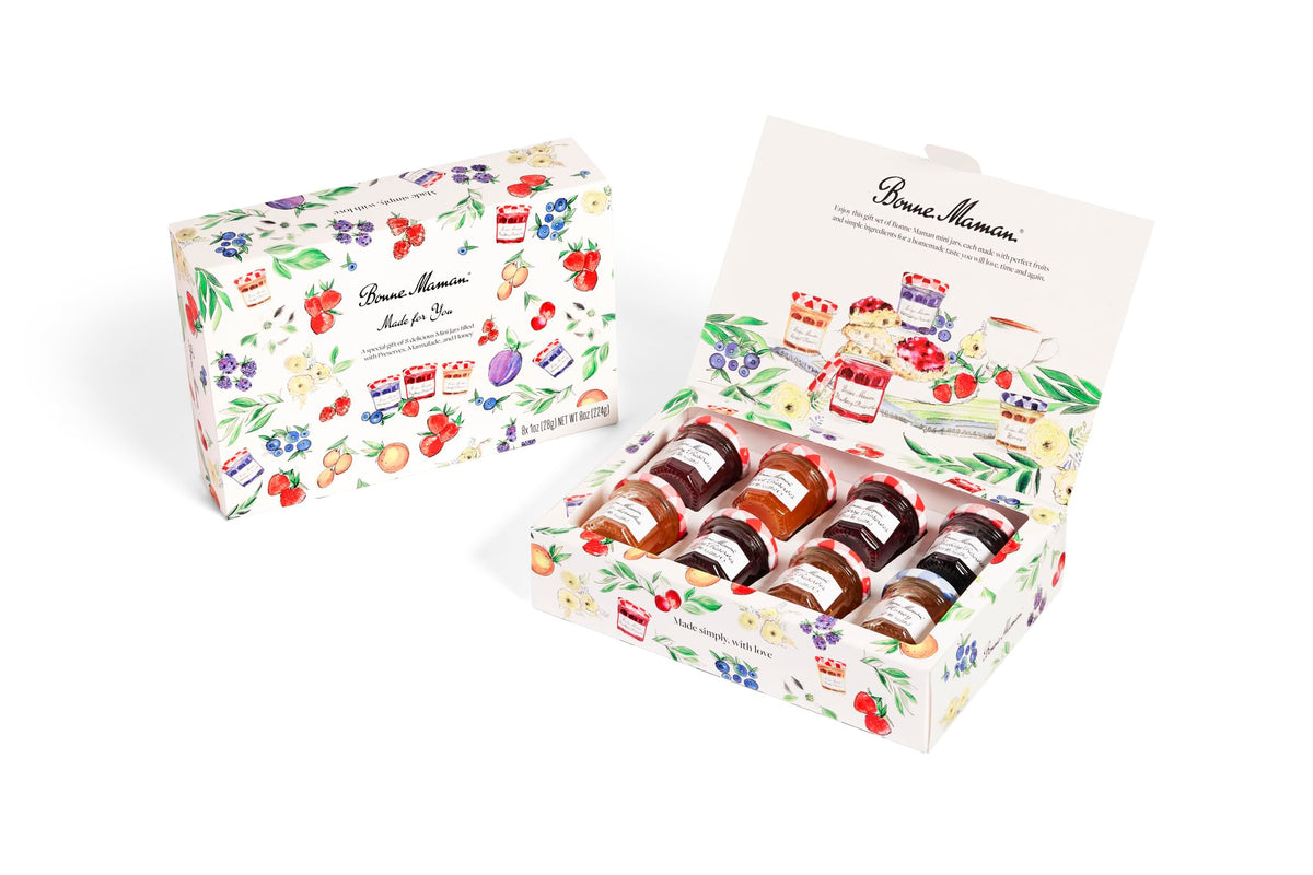 Bonne Maman Made for You Gift Set – 7 Mini Fruit Spreads + 1 Mini Honey