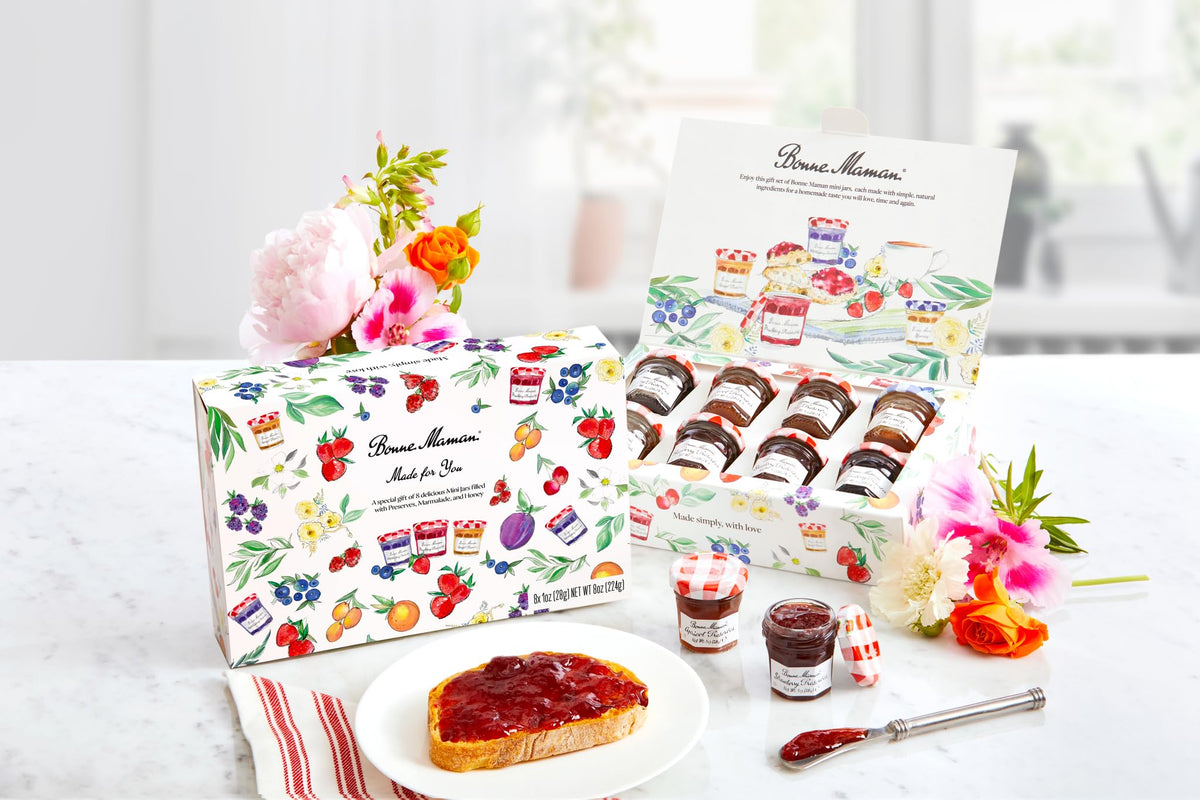 Bonne Maman Made for You Gift Set – 7 Mini Fruit Spreads + 1 Mini Honey