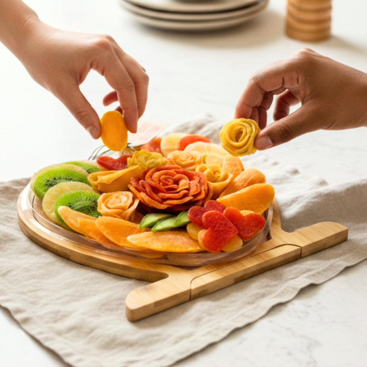 Bonnie and Pop Dried Fruit Gift Basket – Heart-Shaped Tray of Premium Tropical Fruits