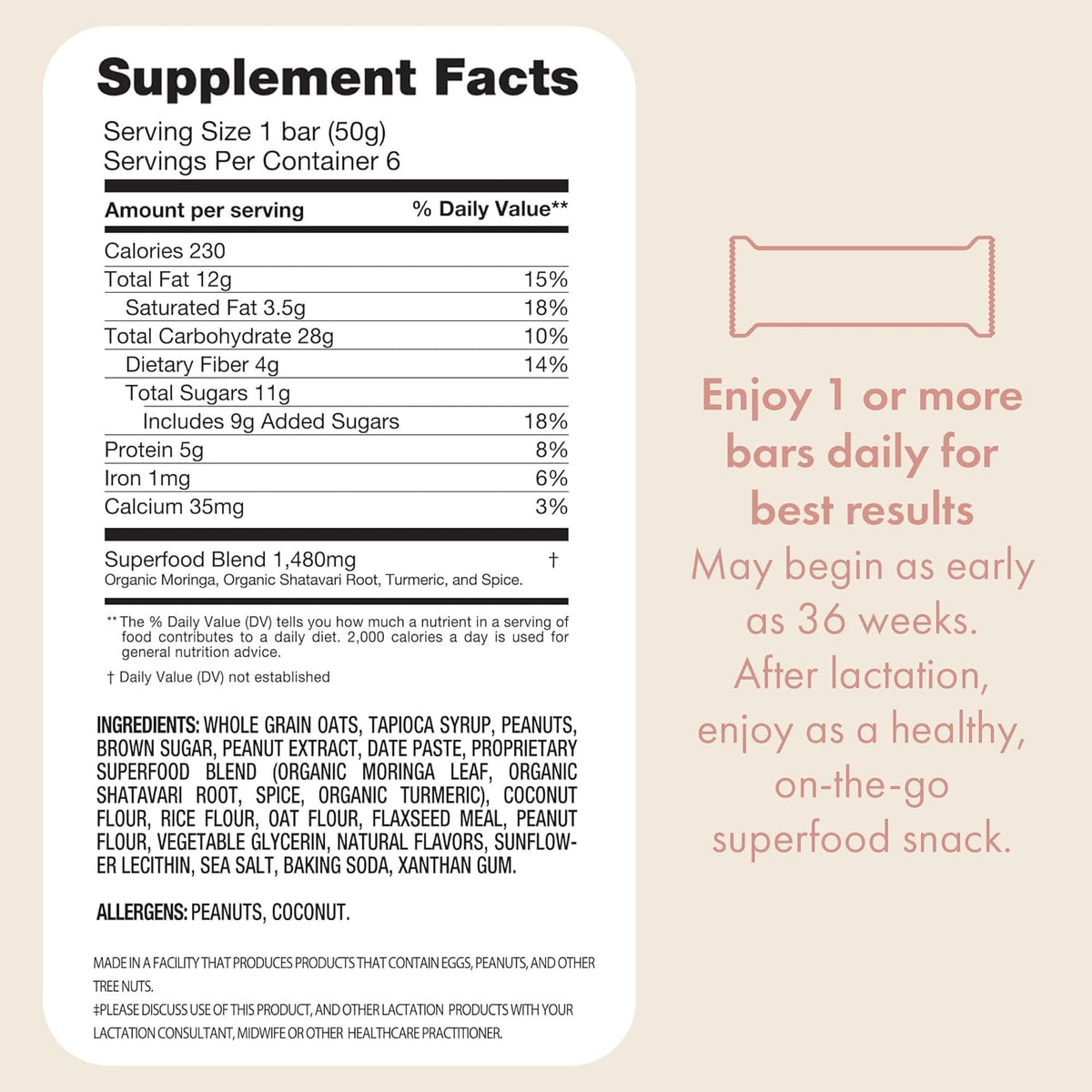 Boobie Bar Milk to the Max Lactation Bar for Nursing Moms | Vegan, Gluten-Free, Fenugreek-Free (12 Bars)