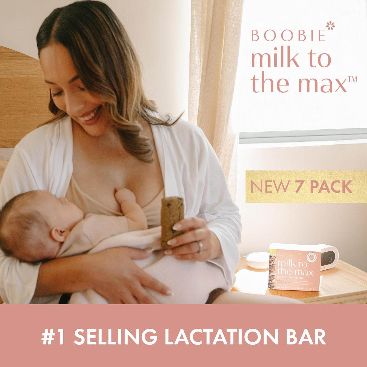 Boobie Superfood Oatmeal Chocolate Chip Lactation Bar – Vegan, Gluten-Free, Fenugreek-Free (7 Bars) | Boobie Brands