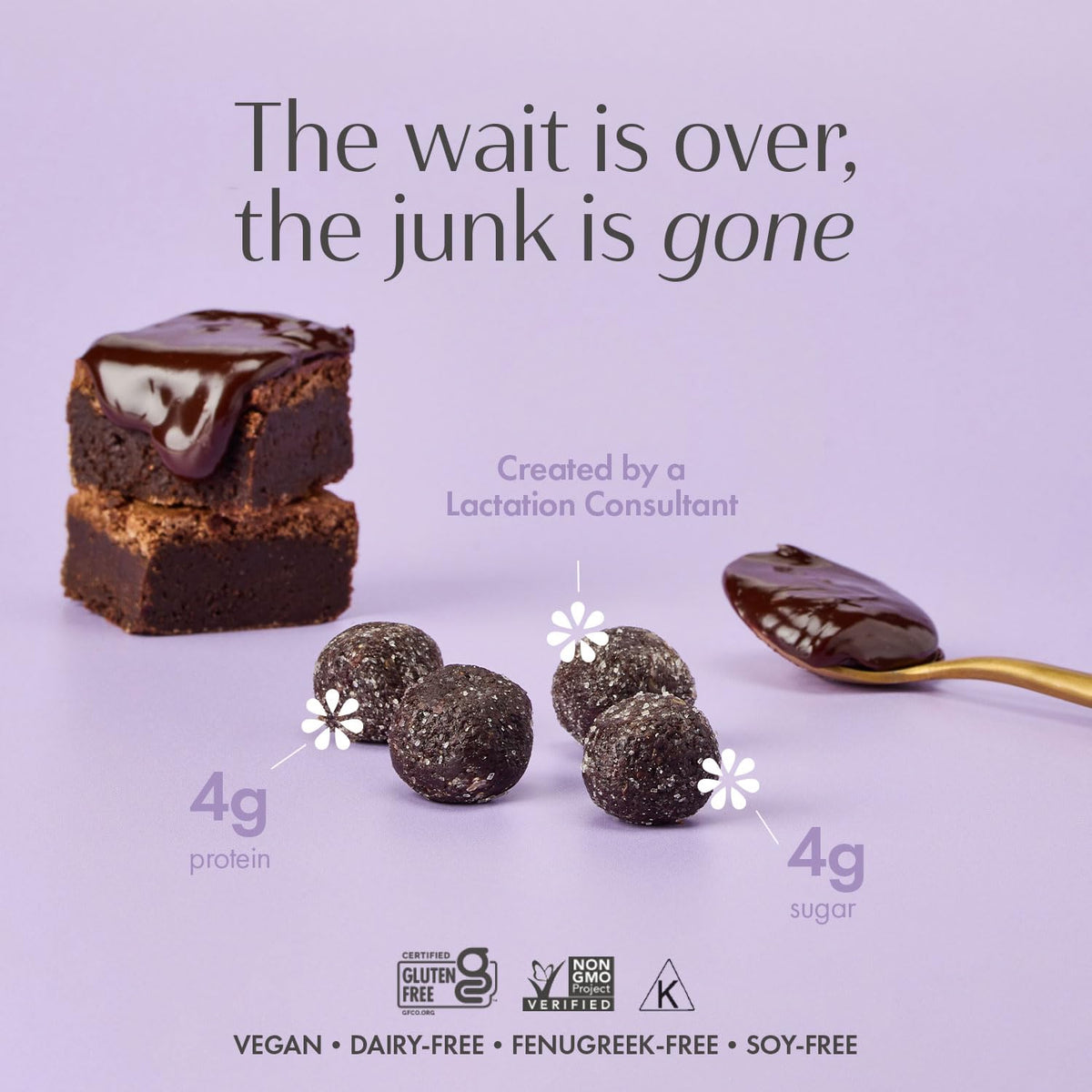 Boobie Lactation Cookies, Brownie Fudge | Vegan, Gluten-Free, Dairy-Free | 5g Sugar | 7 Servings x 3 Packs