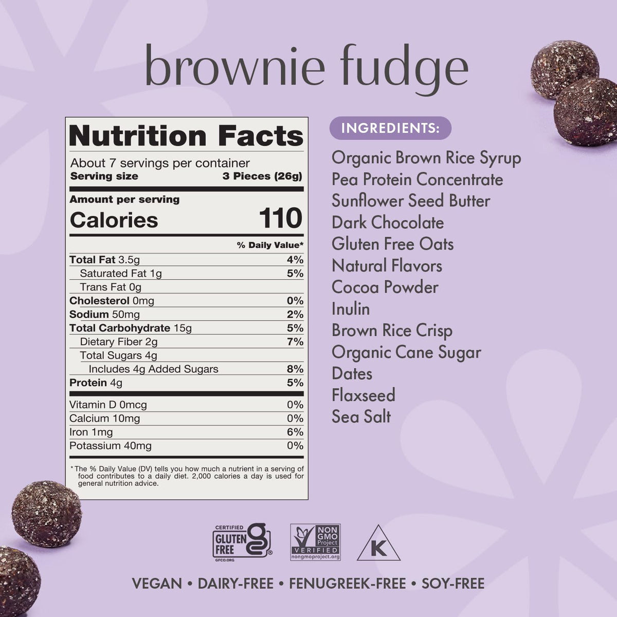 Boobie Lactation Cookies, Brownie Fudge | Vegan, Gluten-Free, Dairy-Free | 5g Sugar | 7 Servings x 3 Packs