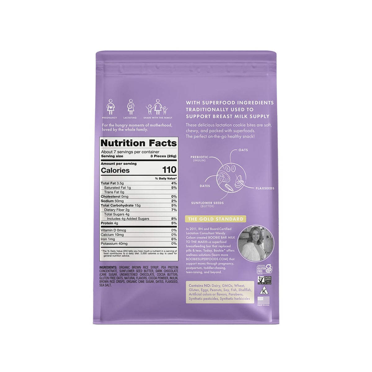 Boobie Lactation Cookies, Brownie Fudge | Vegan, Gluten-Free, Dairy-Free | 5g Sugar | 7 Servings x 3 Packs