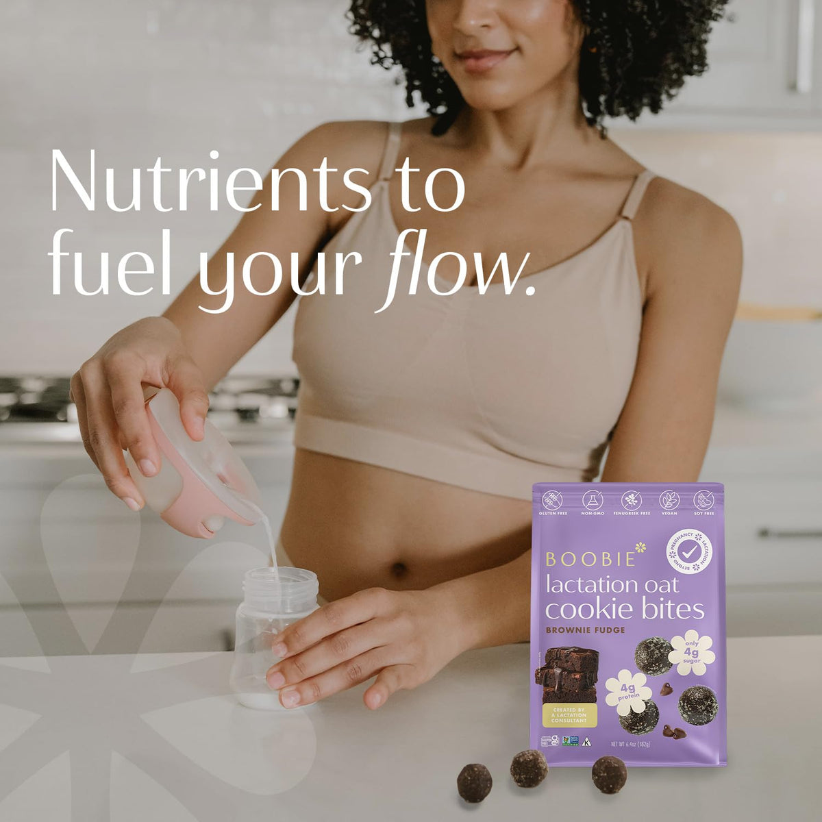 Boobie Lactation Cookies, Brownie Fudge | Vegan, Gluten-Free, Dairy-Free | 5g Sugar | 7 Servings x 3 Packs