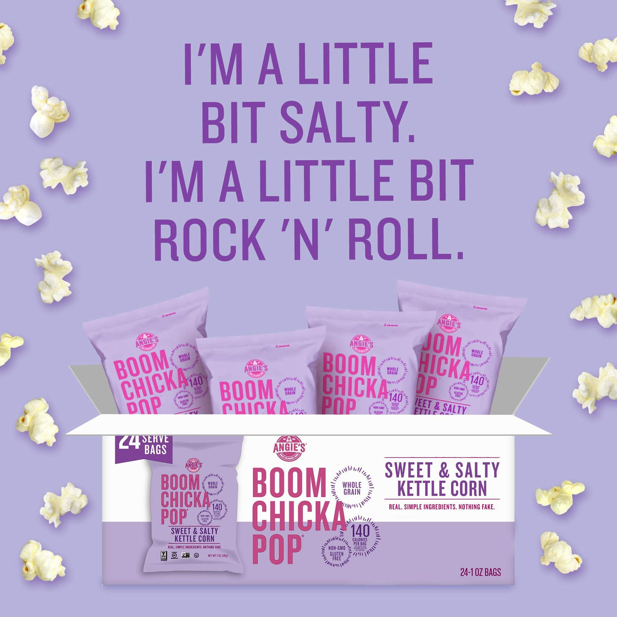 Angie's BOOMCHICKAPOP Sweet & Salty Kettle Corn - 24 Pack, 1oz Bags