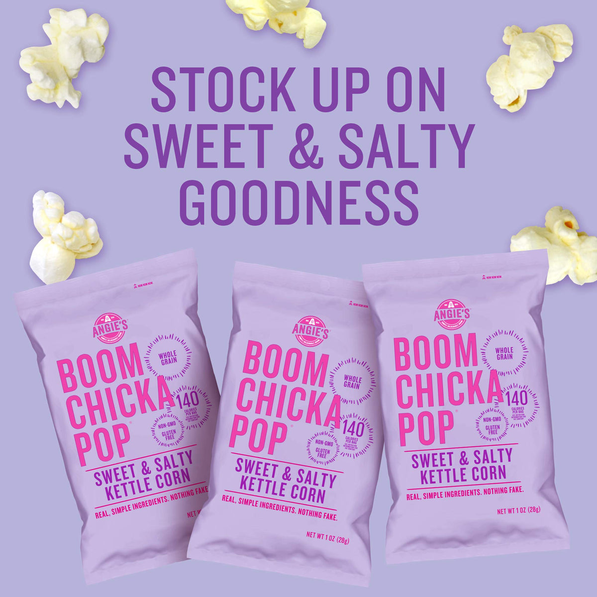 Angie's BOOMCHICKAPOP Sweet & Salty Kettle Corn - 24 Pack, 1oz Bags