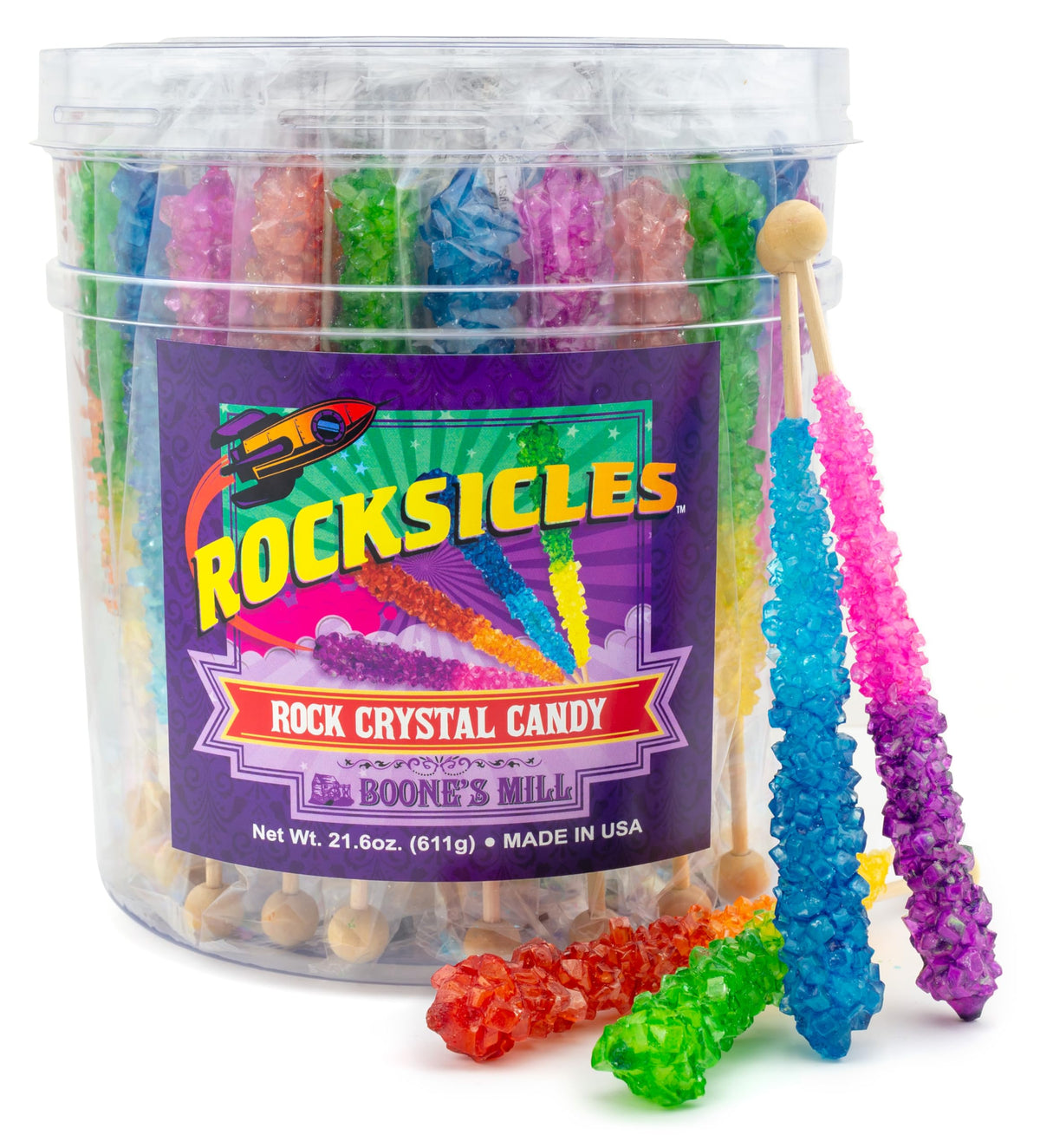 Boone's Mill Rocksicles - 36 Extra Large Rock Candy Sticks, Assorted Double Flavors