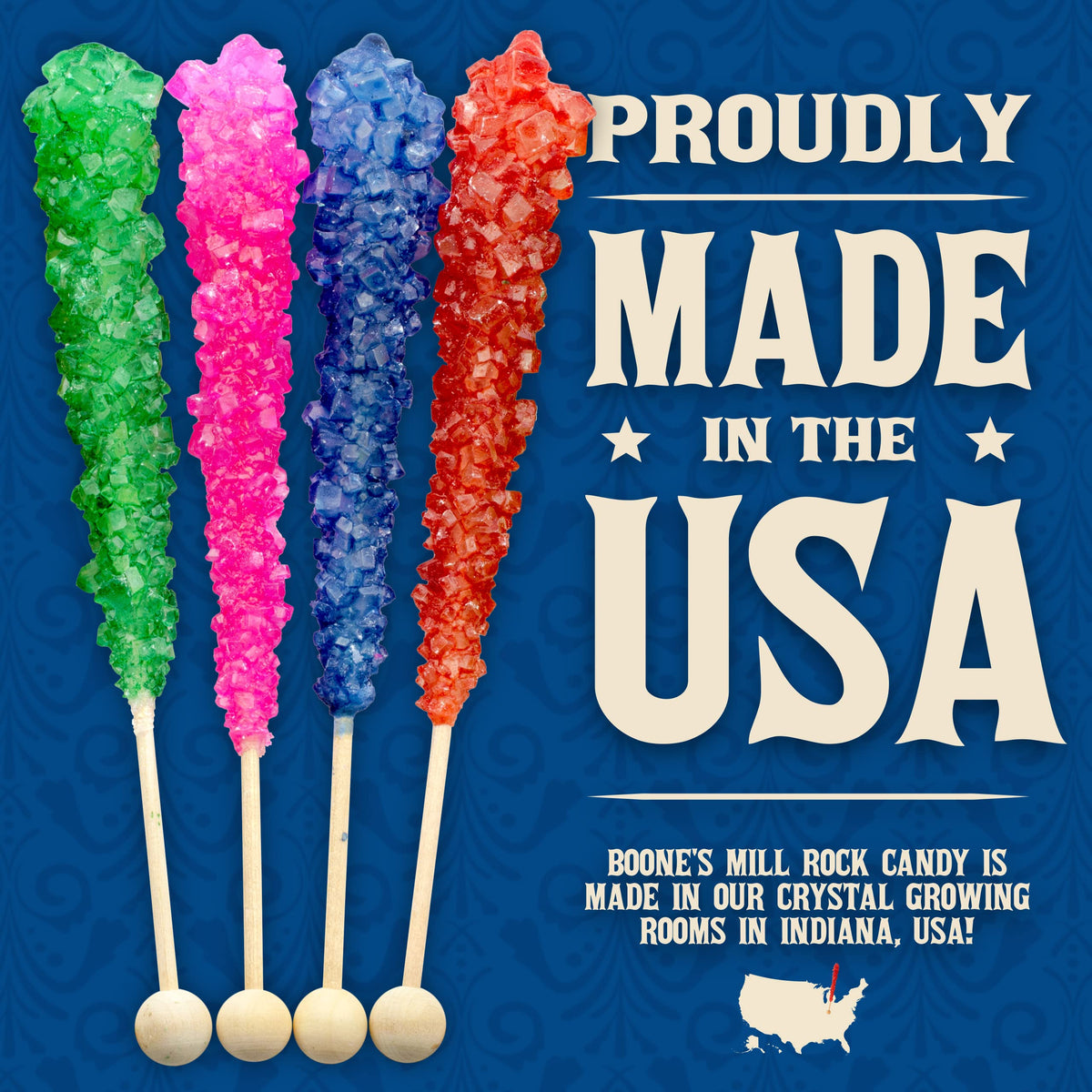 Boone's Mill XL Rock Crystal Candy Sticks - Assorted Flavors, 36 Count
