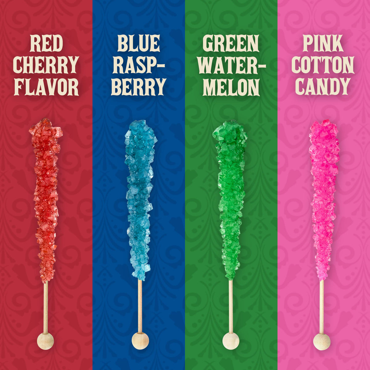 Boone's Mill XL Rock Crystal Candy Sticks - Assorted Flavors, 36 Count
