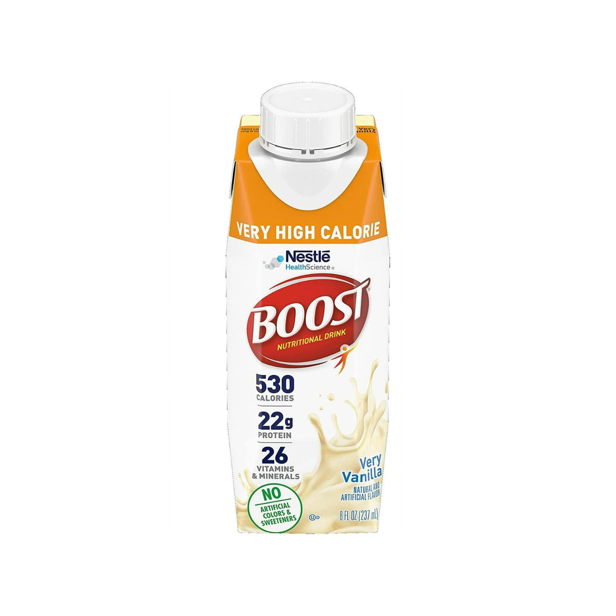 BOOST Very High Calorie Nutritional Drink - Very Vanilla, 8 fl oz (Pack of 12)