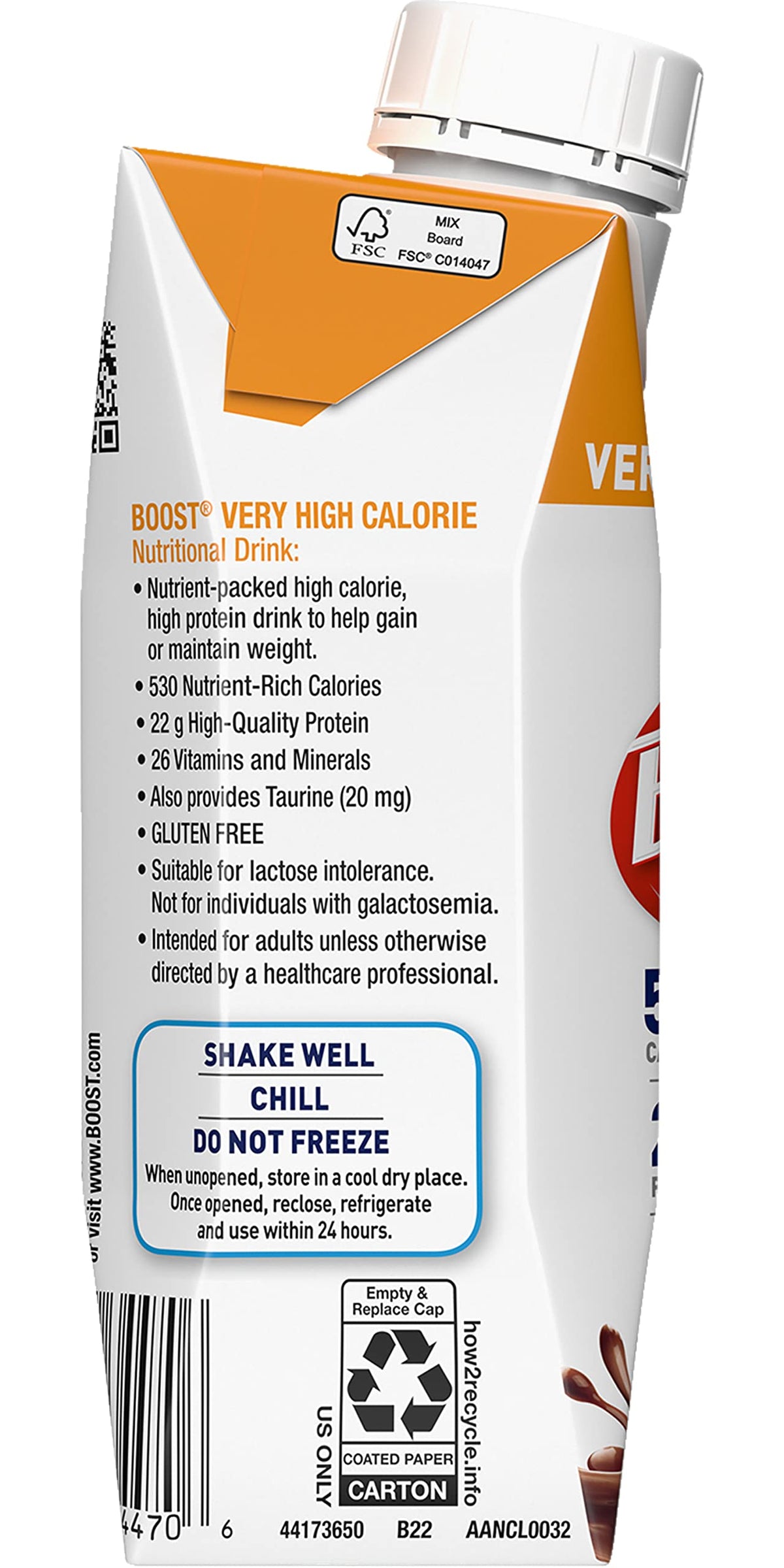 BOOST Very High Calorie Drink Very Vanilla - 530 Calories per 8 oz | Pack of 6