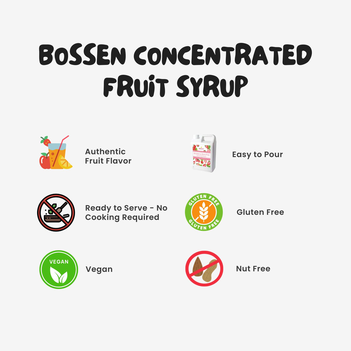 Bossen Concentrated Black Sugar Syrup 5.5 lb – Rich Caramel Flavor for Drinks