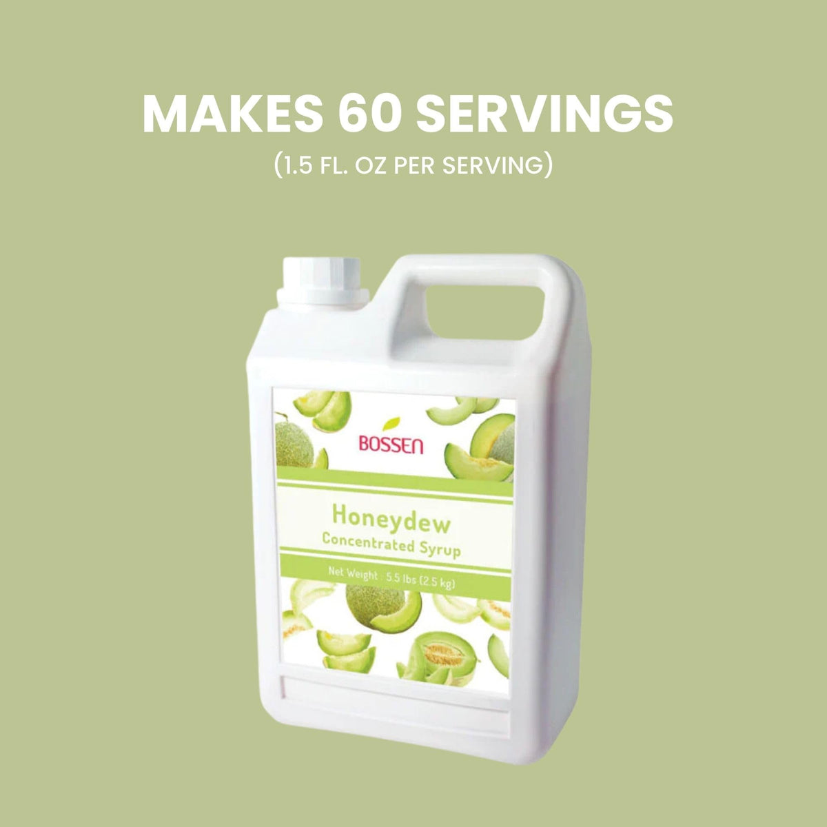 Bossen Honeydew Concentrated Syrup – 5.5 lb Bottle for Drinks, Desserts & Bubble Tea
