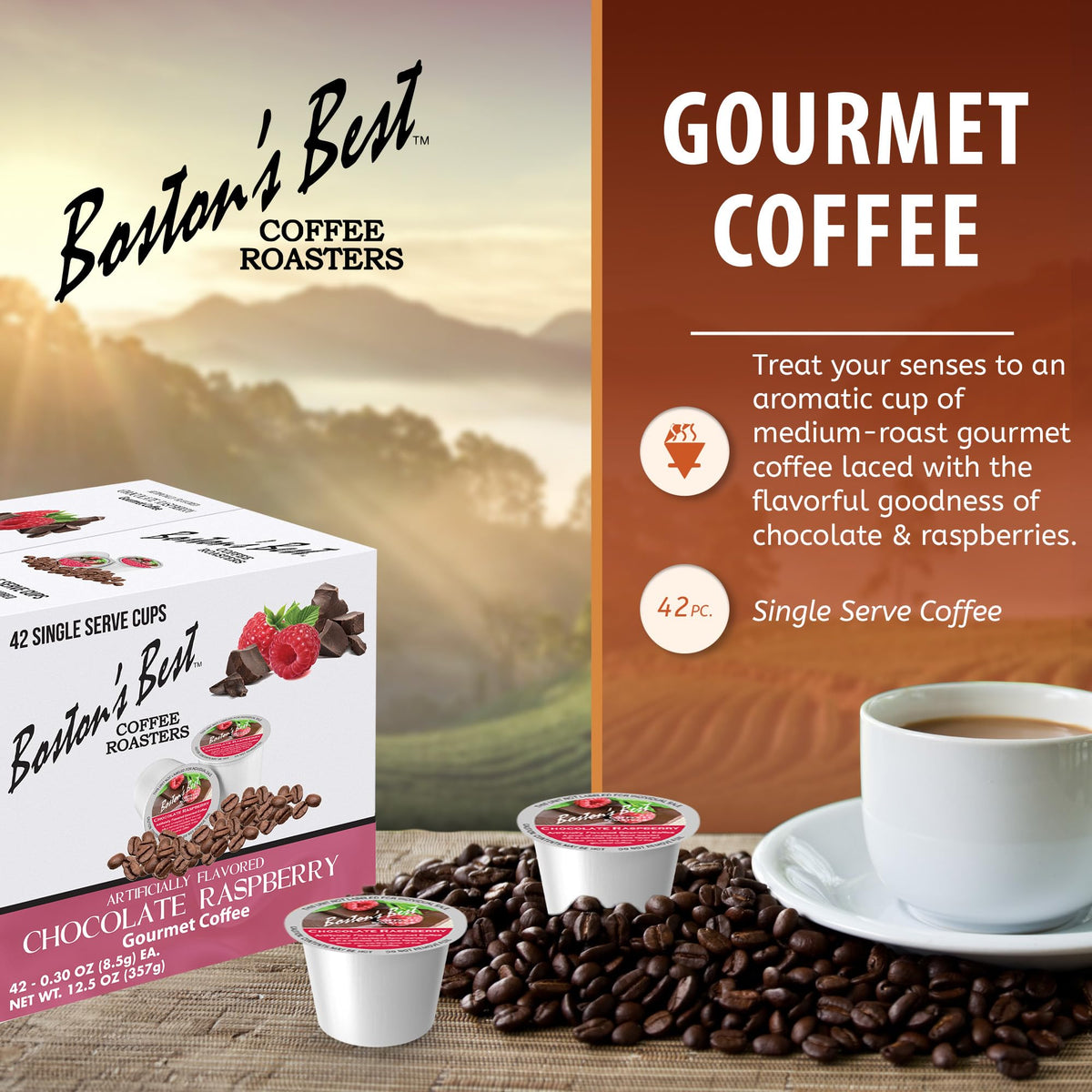 Boston’s Best Chocolate Raspberry Coffee – Medium Roast, Keurig Compatible, 42 Cups