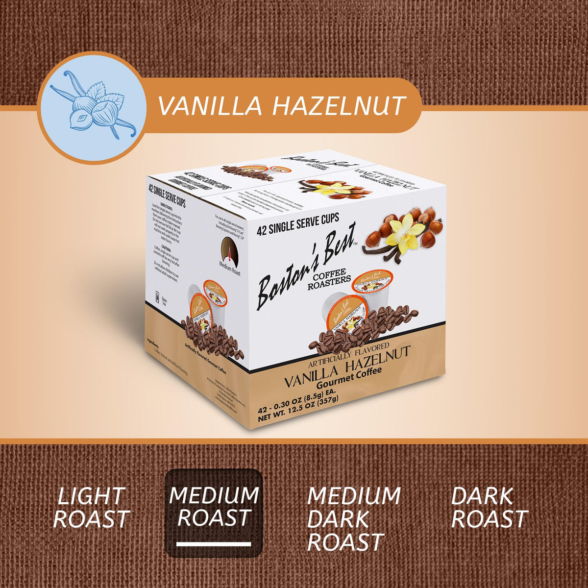 Boston’s Best Vanilla Hazelnut Medium Roast Coffee Pods – Keurig Compatible, 42 Count