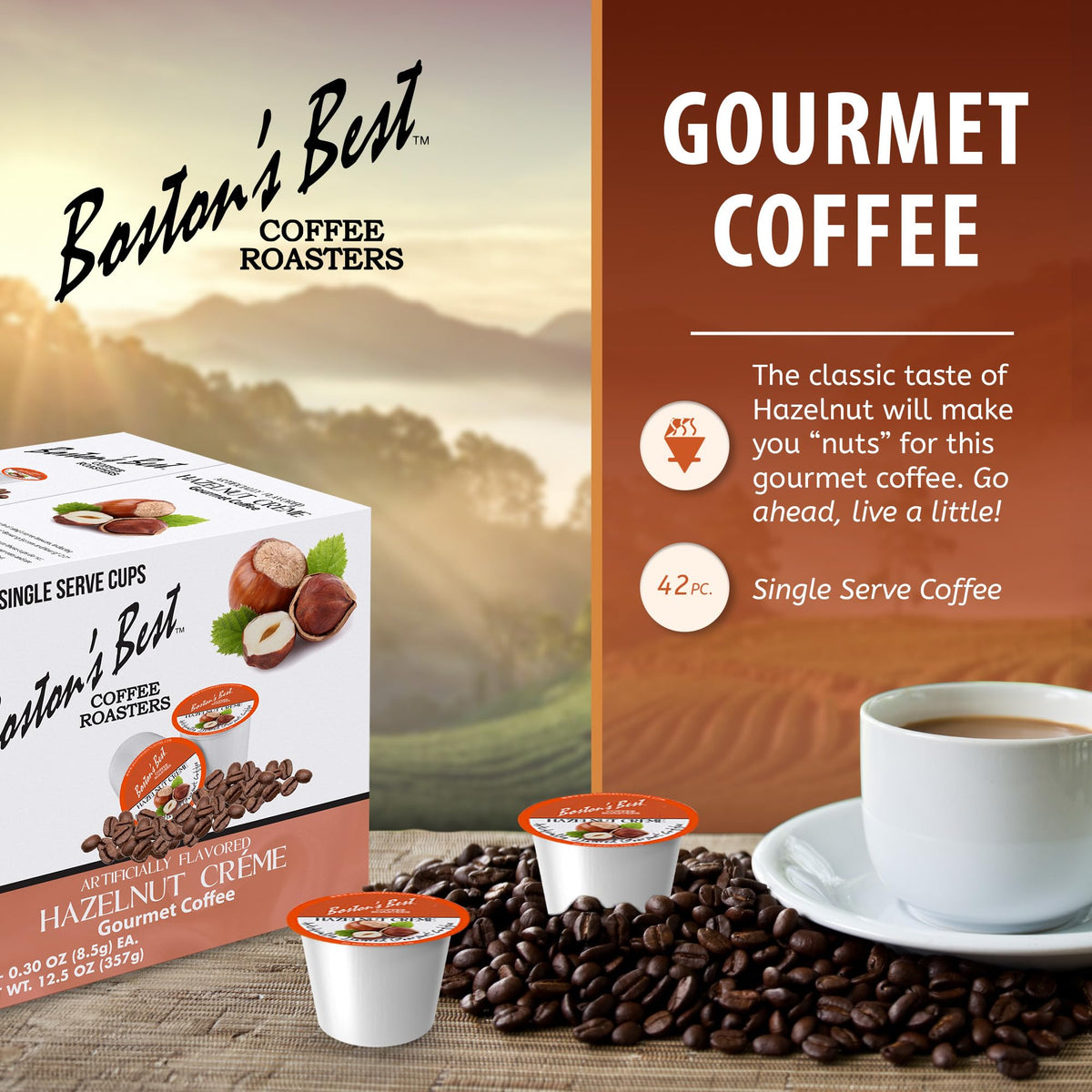 Boston's Best Hazelnut Creme Coffee - Keurig Compatible, 42-Count Pods