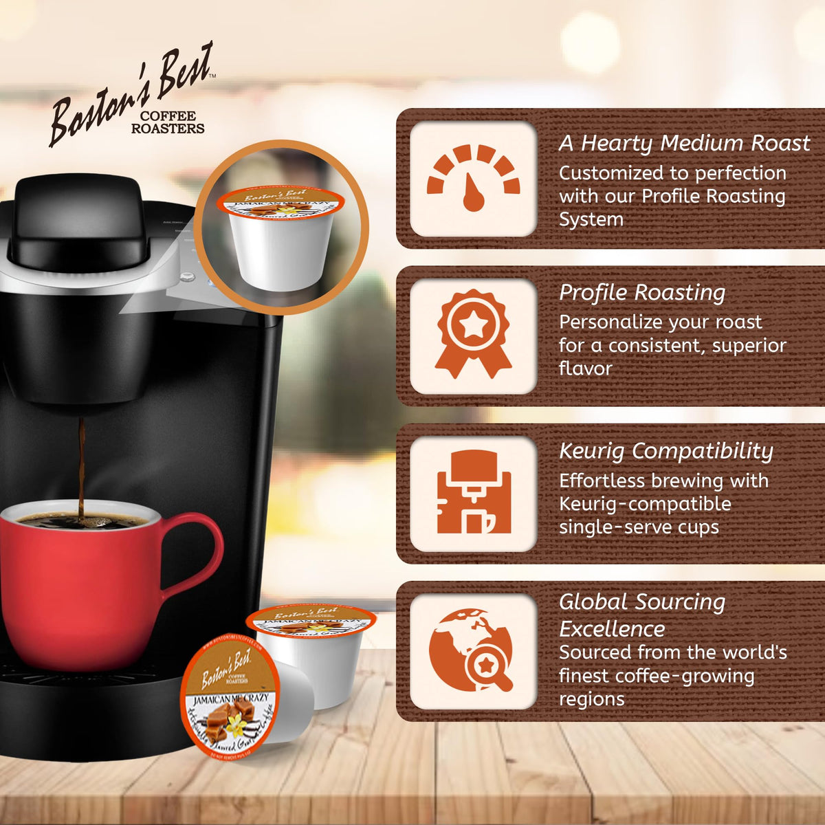 Boston's Best Jamaican Me Crazy Flavored Gourmet Coffee — 80 Single-Serve Cups