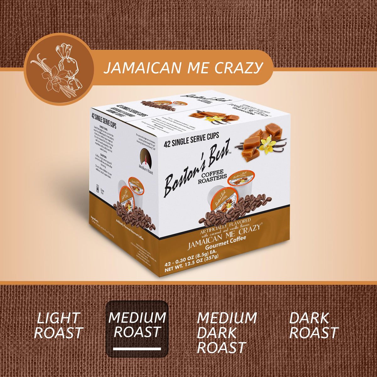 Boston’s Best Jamaican Me Crazy Flavored Coffee — Keurig Compatible, 42 Single-Serve Cups