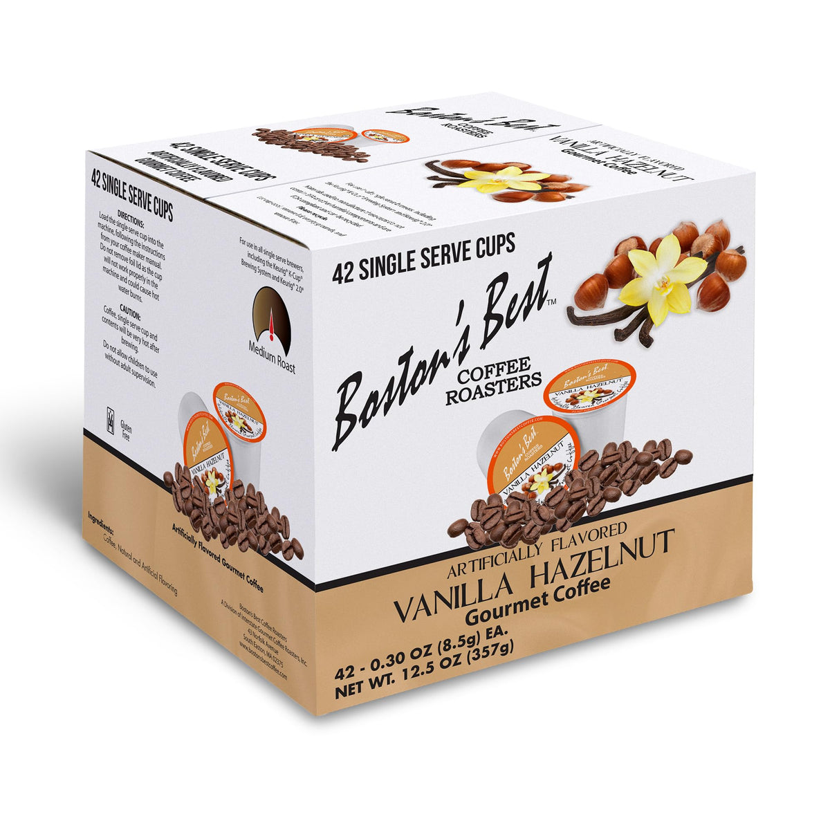 Boston’s Best Vanilla Hazelnut Medium Roast Coffee Pods – Keurig Compatible, 42 Count