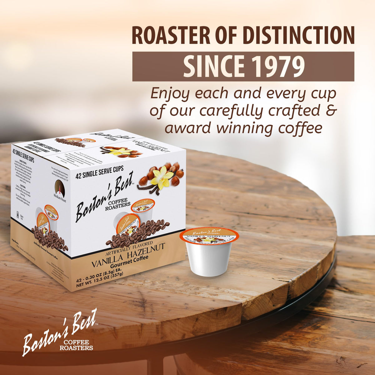 Boston’s Best Vanilla Hazelnut Medium Roast Coffee Pods – Keurig Compatible, 42 Count