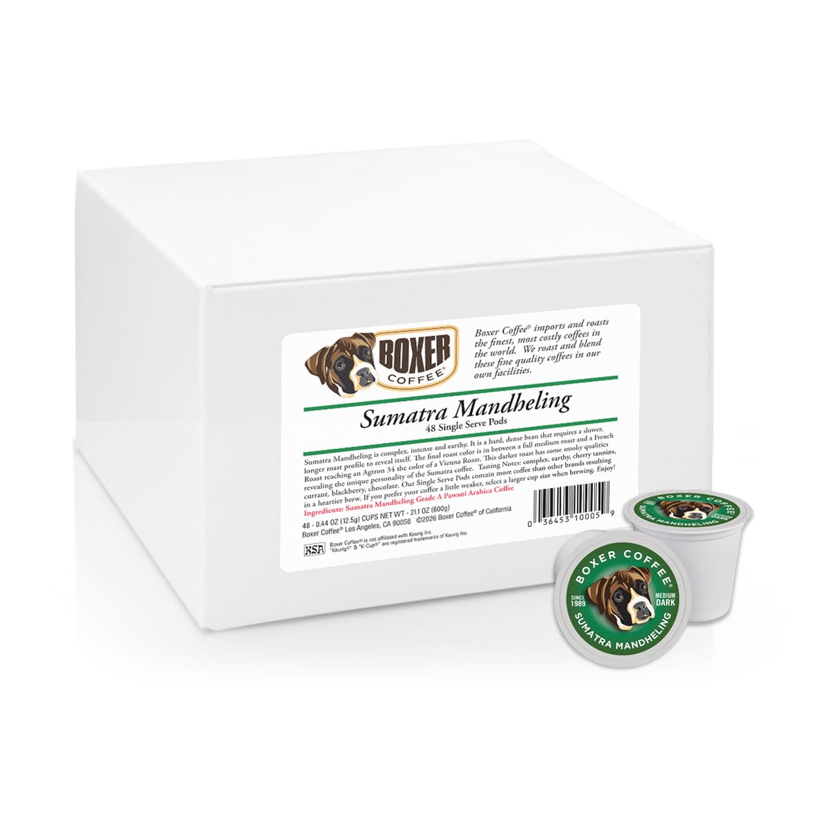Boxer Coffee 48ct Sumatra Mandheling Pods – Single-Origin Medium Roast for Keurig