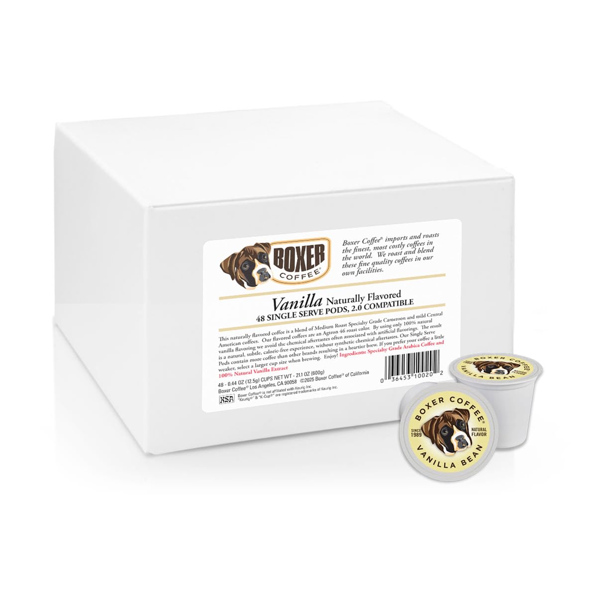 Boxer Coffee Vanilla Pods – Naturally Flavored Keurig K-Cup, 48 Count