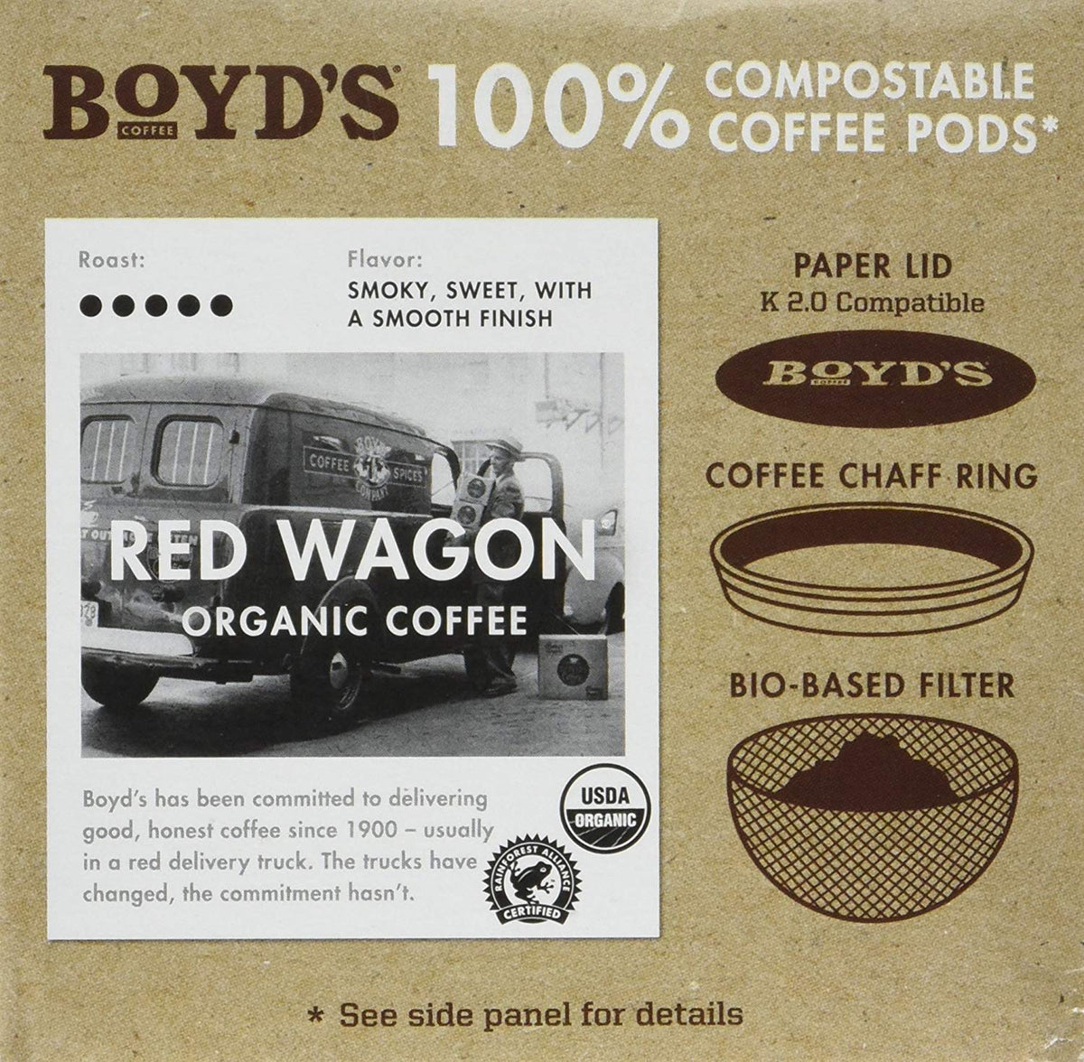 Boyd's Coffee Organic Red Wagon Dark Roast Pods – 72-Count, Keurig K-Cup Compatible