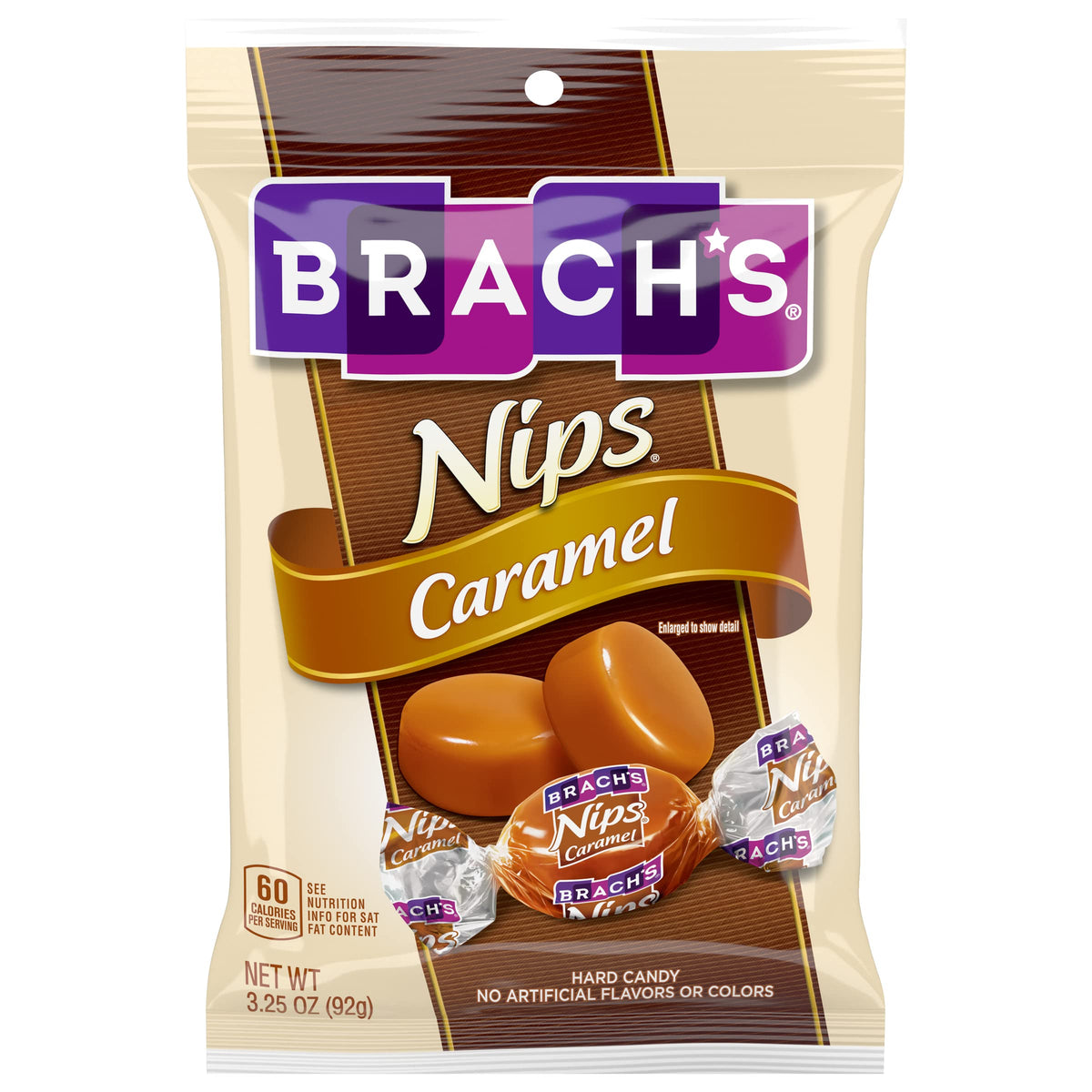Brach's Nips Caramel Hard Candy – 12 Pack, Individually Wrapped 3.25 oz Bags