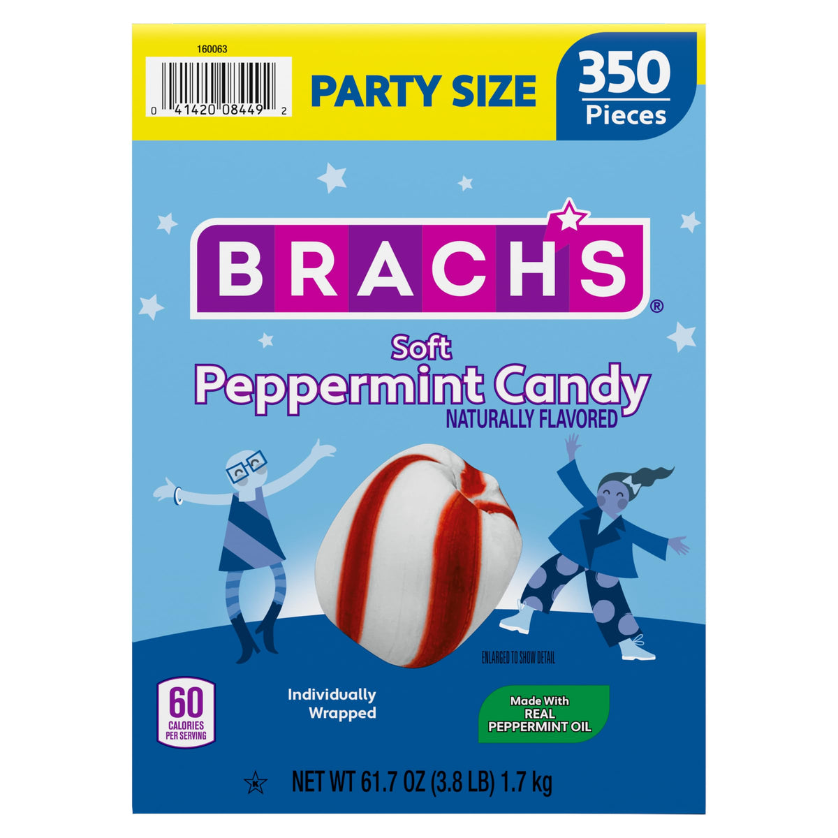 Brach's Soft Peppermint Candy – 350 Individually Wrapped Mints in 61.7 oz Carton