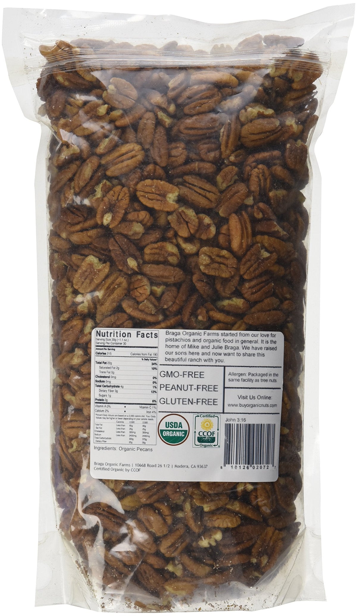 Braga Organic Farms 2 lb Organic Raw Pecans – Missouri-Grown & Fresh