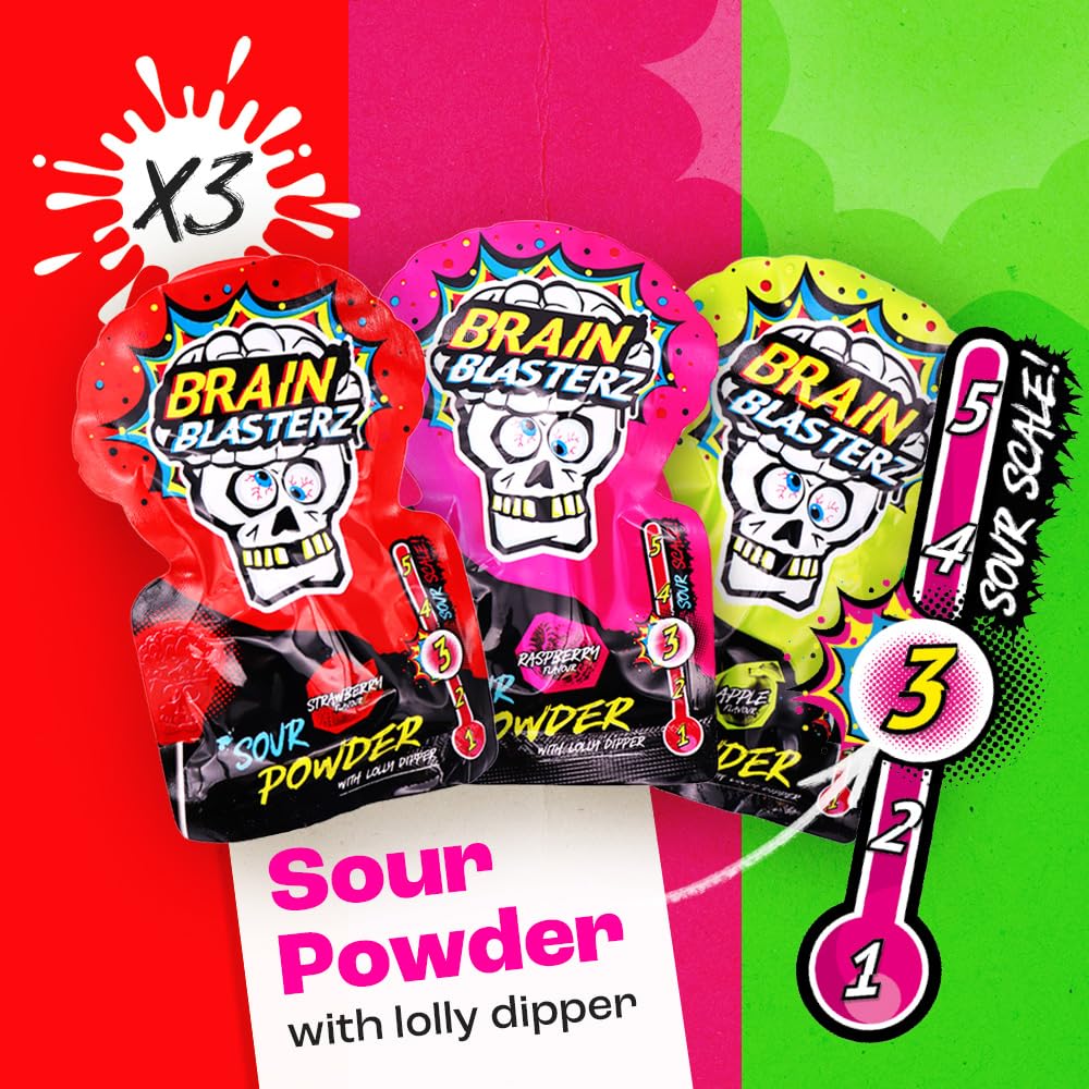 Brain Blasterz Sour Candy Variety Pack – 22-Piece Assorted Candy Box | Vegan & Halal Friendly, Individually Wrapped