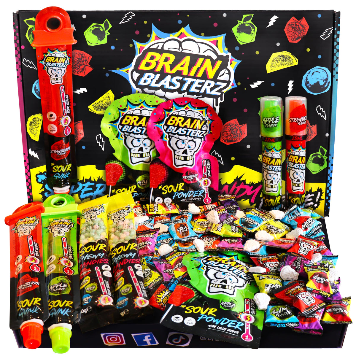 Brain Blasterz Sour Candy Variety Pack – 22-Piece Assorted Candy Box | Vegan & Halal Friendly, Individually Wrapped