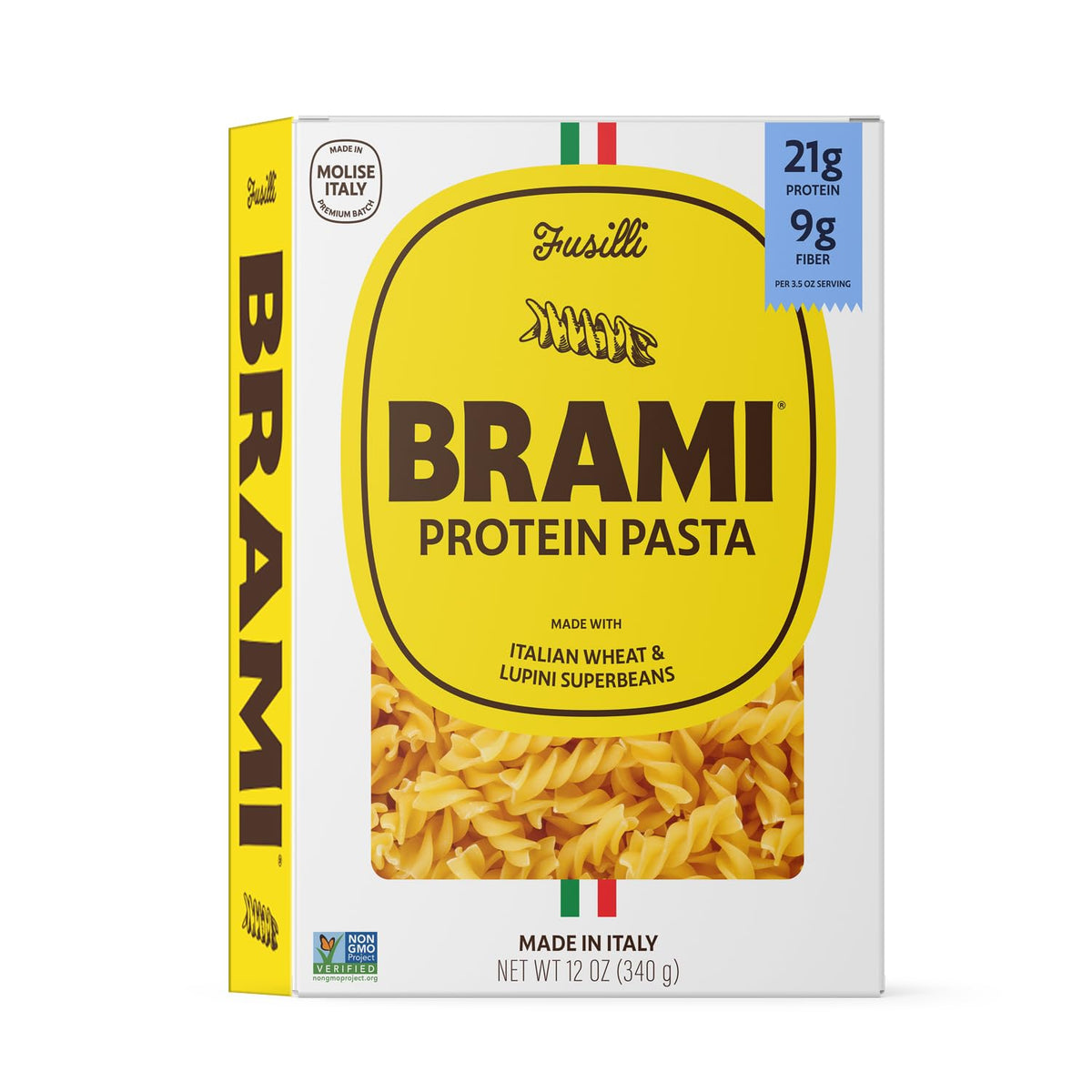 BRAMI Fusilli Italian Protein Pasta | High Protein & Fiber | Low Carb | Made in Italy | 12oz (Pack of 8)