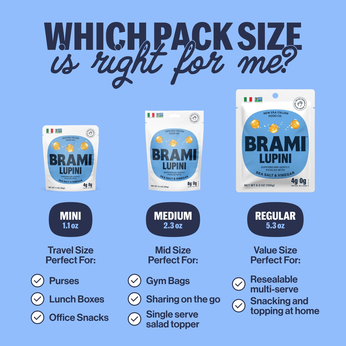 BRAMI Lupini Beans Snacks — Mediterranean Medley | 7g Protein, 0g Net Carbs | Vegan & Keto