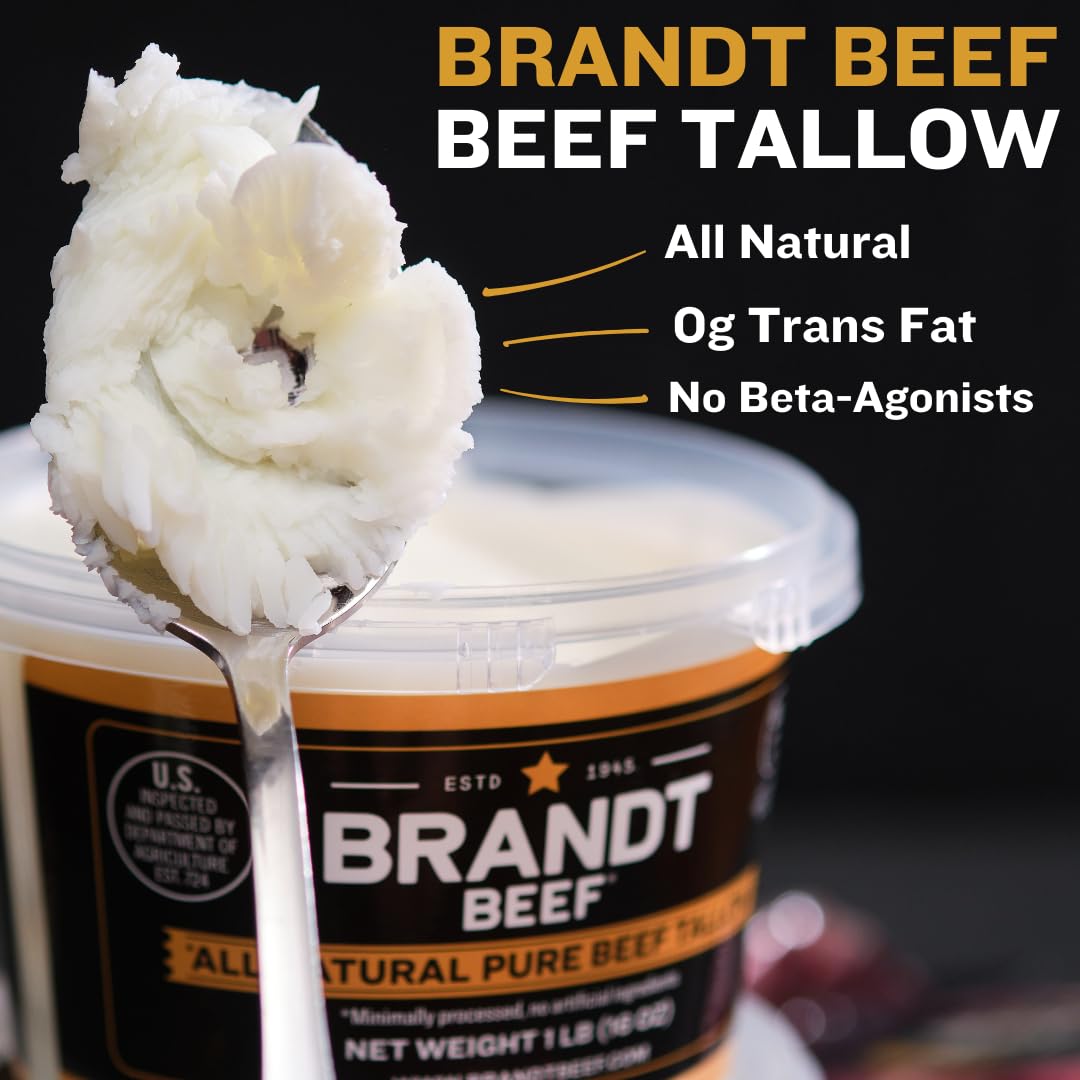 Brandt Beef Tallow – 100% Pure Beef Tallow for Cooking | 16 oz Tub | 450°F Smoke Point | Sustainably Sourced