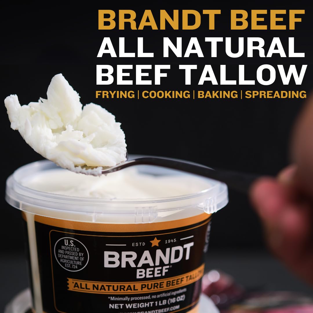 Brandt Beef Tallow – 100% Pure Beef Tallow for Cooking | 16 oz Tub | 450°F Smoke Point | Sustainably Sourced