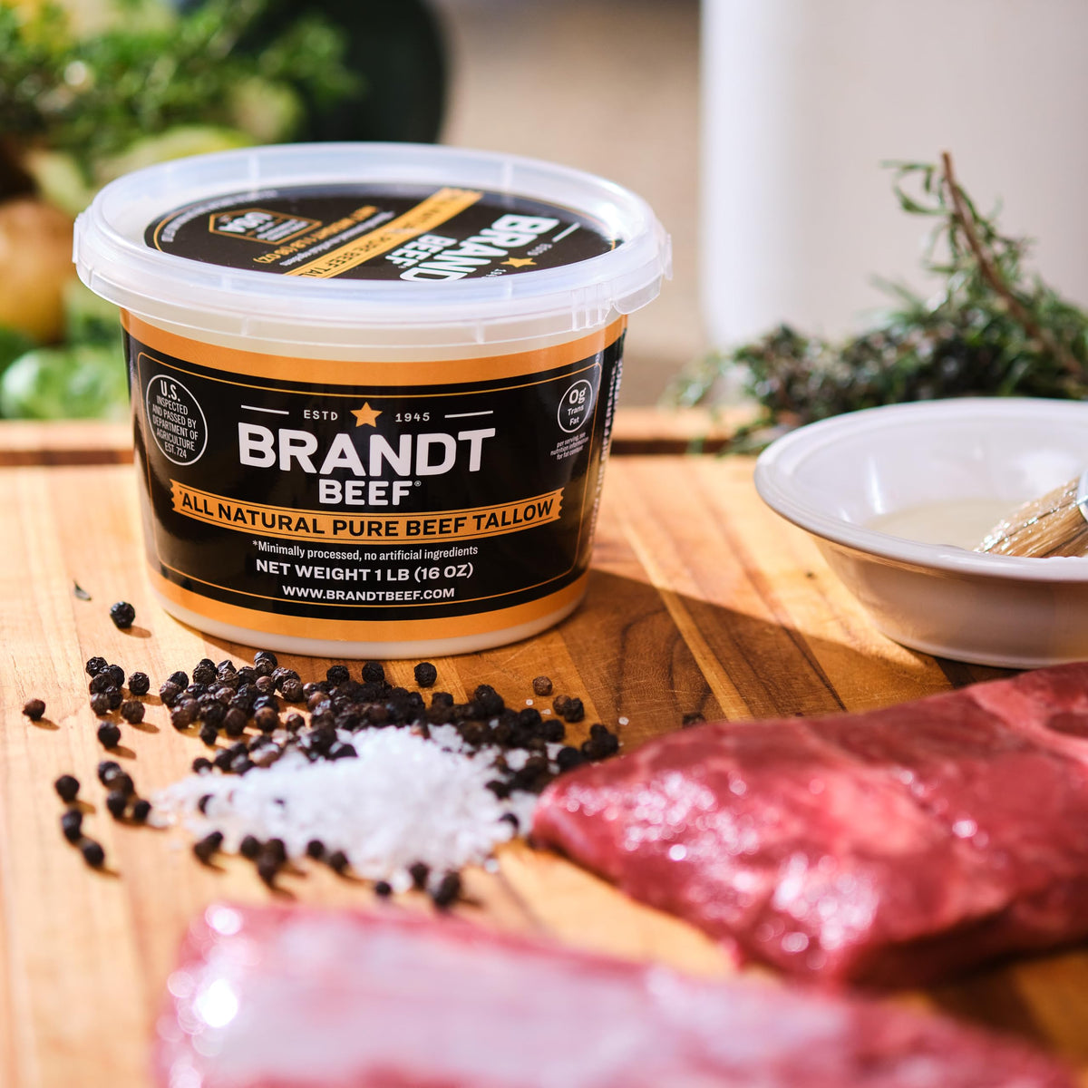 Brandt Beef Tallow – 100% Pure Beef Tallow for Cooking | 16 oz Tub | 450°F Smoke Point | Sustainably Sourced