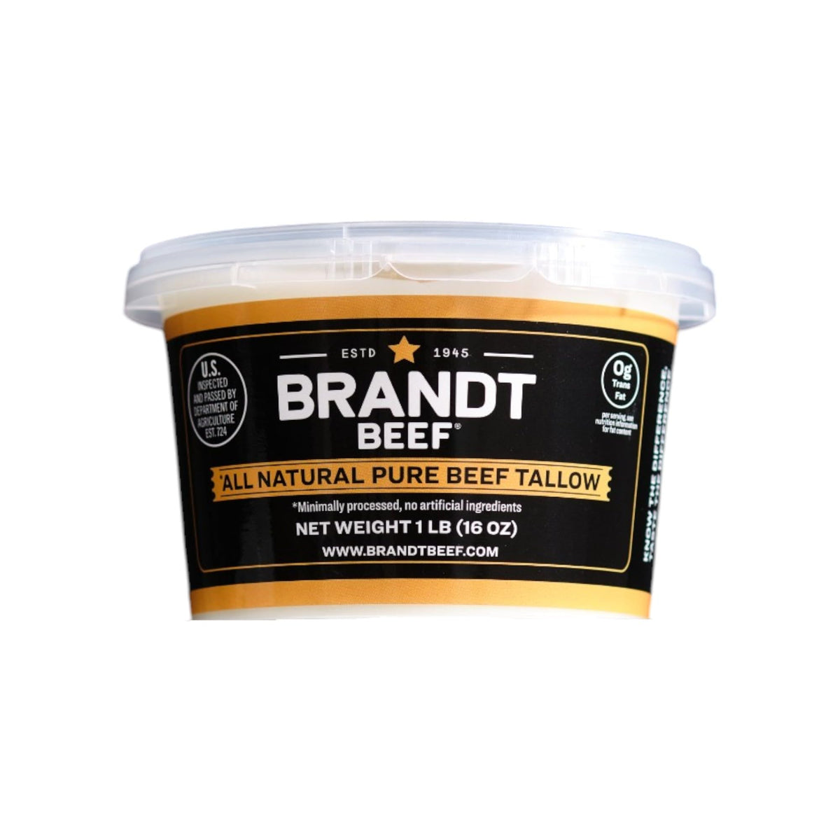 Brandt Beef Tallow – 100% Pure Beef Tallow for Cooking | 16 oz Tub | 450°F Smoke Point | Sustainably Sourced
