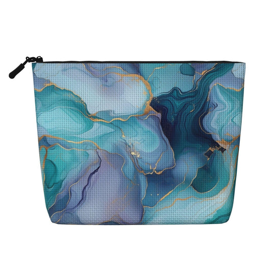 Braytow Blue Marble Classic Print Cosmetic Bags, Waterproof Makeup Storage Pouch for Women Holiday Gifts, 9.45 x 6.7 Inches